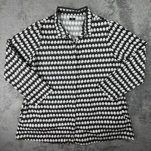 Tulip Clothing Womens Button Up Long Sleeve Shirt Lagenlook Elephant Print Black